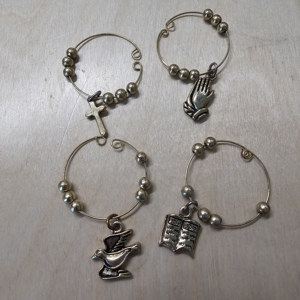 Elegant Silver Christian Flute/Wine Glass Charms